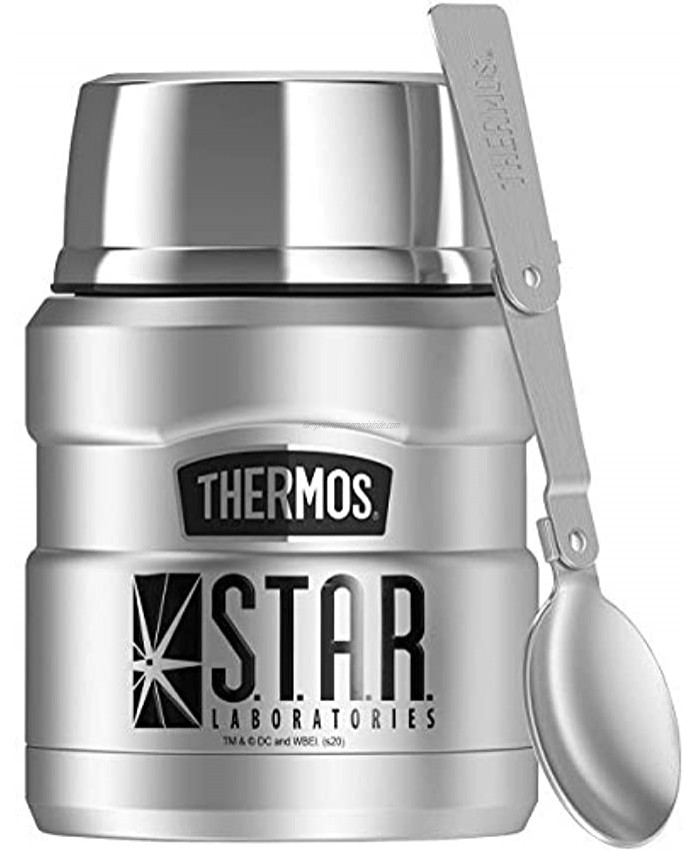 The Flash S.T.A.R. Labs Logo THERMOS STAINLESS KING Stainless Steel Food Jar with Folding Spoon Vacuum insulated & Double Wall 16oz
