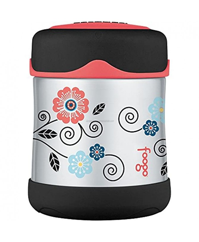 Thermos Foogo Vacuum Insulated Stainless Steel 10-Ounce Food Jar Poppy Patch Pattern