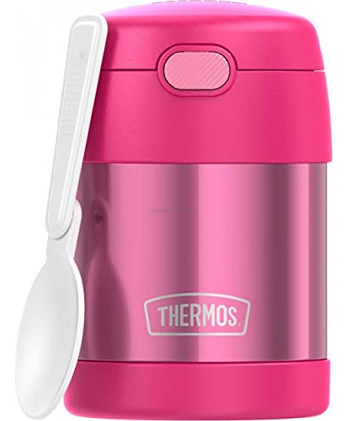 THERMOS FUNTAINER 10 Ounce Stainless Steel Vacuum Insulated Kids Food Jar with Folding Spoon Pink