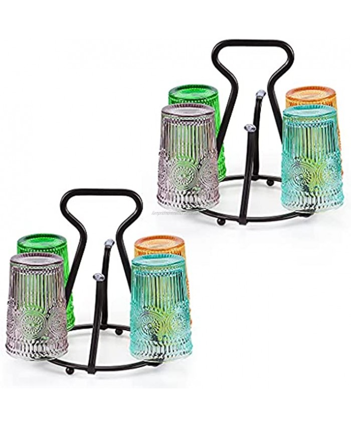 Skelang 2-Pack Cup Drying Rack Cup Drying Stand with 6 Silicone Protective Hooks Metal Cup Mug Organizer Countertop Cup Holder for Bottle Glass Mug Black Coffee