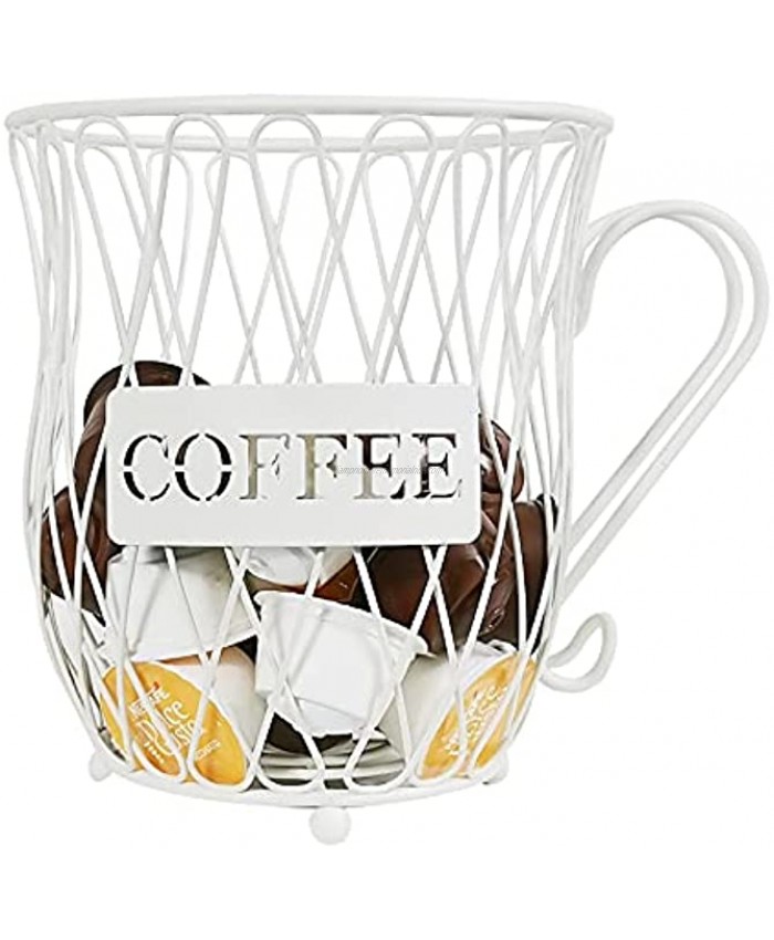 White K Cup Holder 50 Coffee Pod Holder Large Capacity Kcups Pod Organizer for Coffee Bar Decor Coffee Pod Storage Basket Accessories for Counter Office