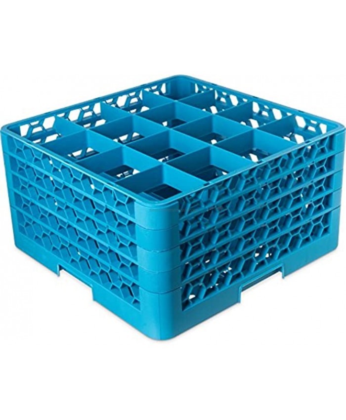 Carlisle RG16-414 OptiClean 16 Compartment Glass Rack with 4 Extenders 4-7 16 Compartments Blue Pack of 2