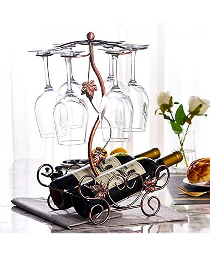 Countertop Wine Rack with Glass Holder Freestanding Tabletop Wine Glasses Display Rack