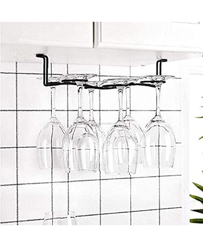 DBYAN Under Cabinet Wine Glass Rack Stemware Holder,Oil Rubbed Bronze 6 Cup Glasses Vintage Style Stainless Steel Wall-Mounted Hanging Wine Glass Hanger For Bar Home Cafe