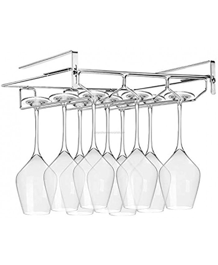 FANGSUN Adjustable Wine Glass Rack Storage Stemware Holder Under Shelf 3 Rows Organizer Hanging Shelf for Bar Kitchen