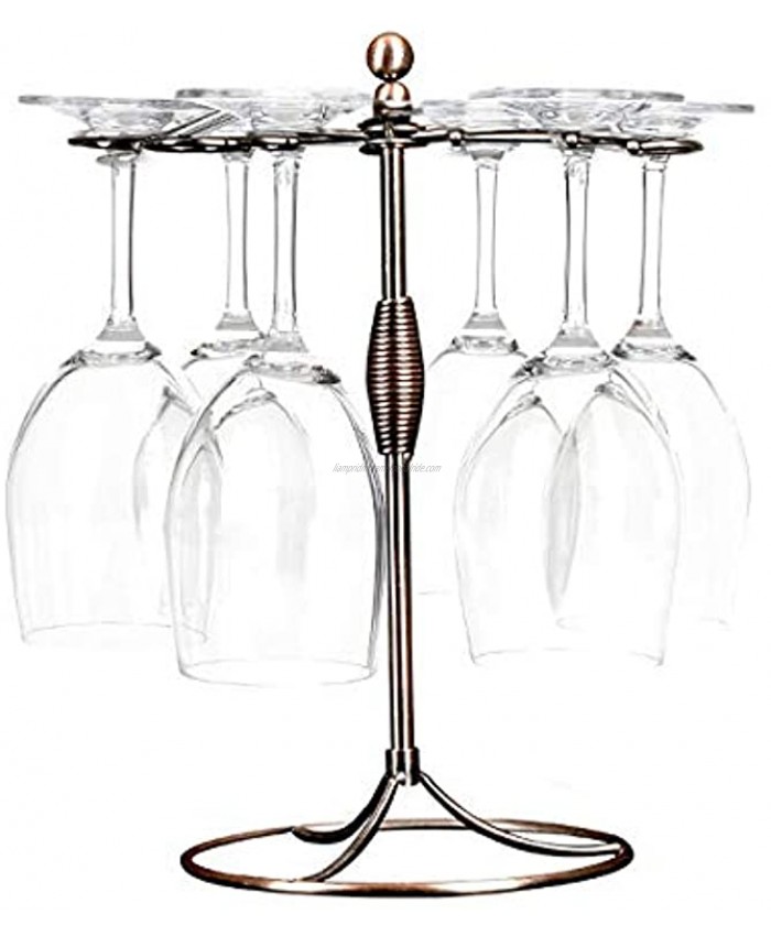 GeLive Bronze Wine Glass Holder Stand Antiqued Countertop Freestanding Stemware Drying Rack Artistic Tabletop Glass Display Hanger With 6 Hooks for Home and Bar Storage