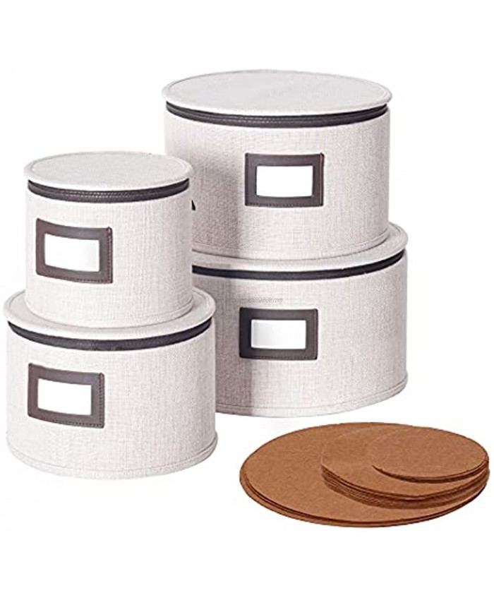 China Dinnerware Storage Containers Set of 4 for Plate Storage and Transport Protects Dishes Comes with Felt Plate Separators