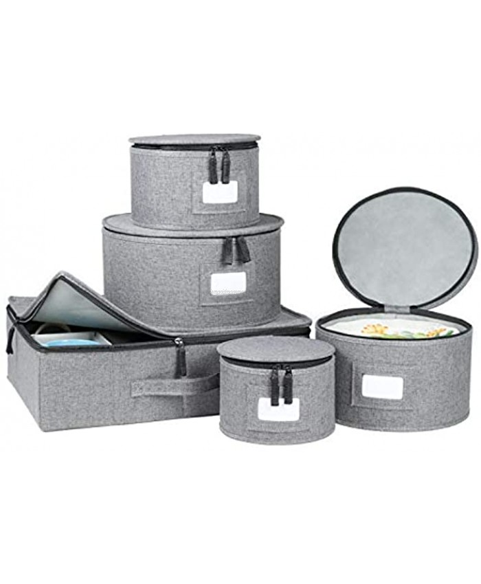 China Storage Set for Dinnerware Storage and Transport Protects Dishes Cups and Mugs Felt Plate Dividers Included