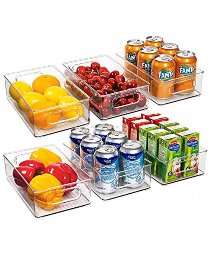 Ecowaare Plastic Refrigerator Organizer Bins 6 Pack Clear Stackable Food Storage Bins for Pantry,Fridge,Cabinet,Kitchen Organization and Storage BPA Free 10x 6 x 3 inches