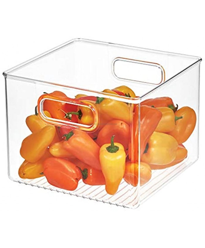 iDesign 71230 Plastic Bin Kitchen Storage Organizer for Refrigerator Freezer and Pantry 8 x 8 x 6 BPA-Free Medium Clear