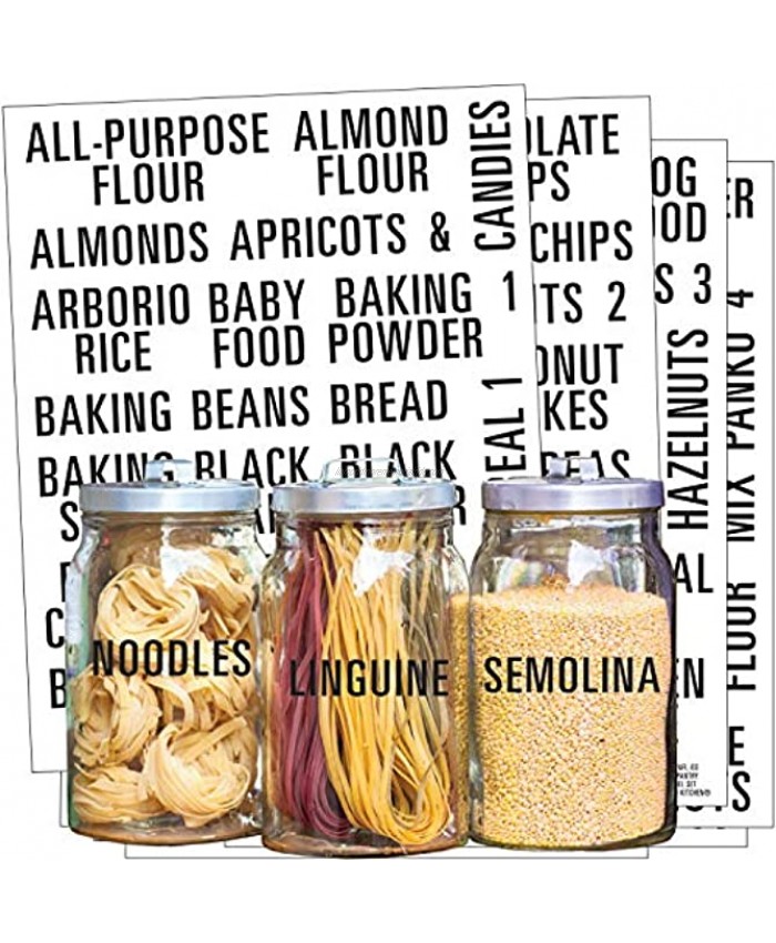 Talented Kitchen 224 Pantry Labels & Fridge – Bold All Caps Kitchen Pantry Names & Fridge – Food Label Sticker Water Resistant Pantry Labels for Containers Jar Labels Pantry Organization and Storage