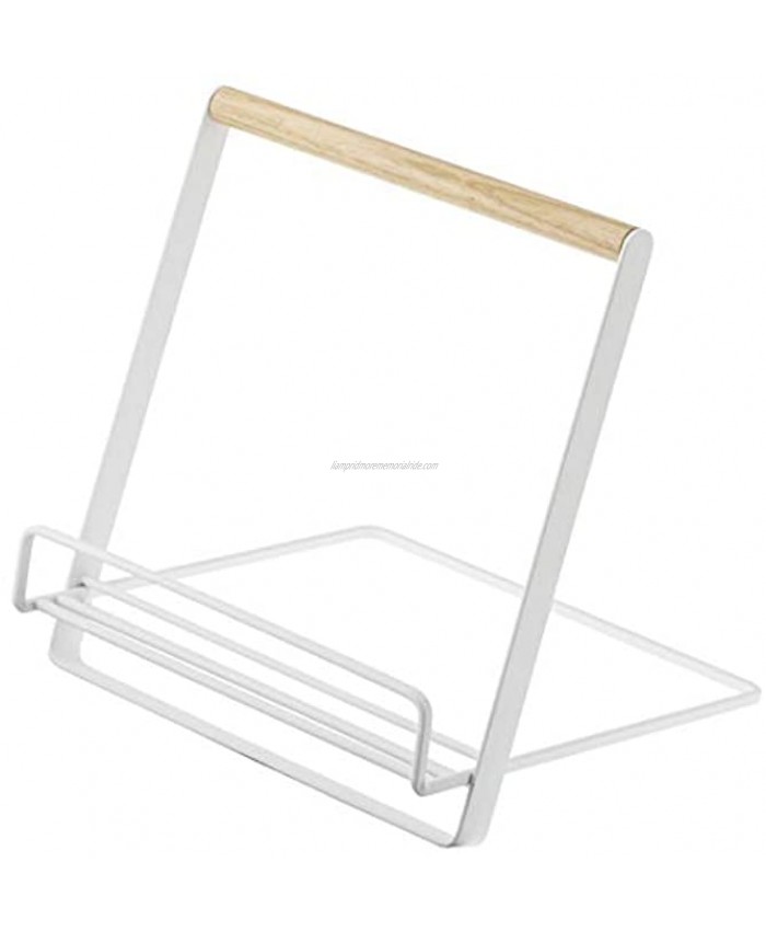 Yamazaki Home Tablet Cookbook Stand-Kitchen Cooking Recipe Holder for Counter One Size White