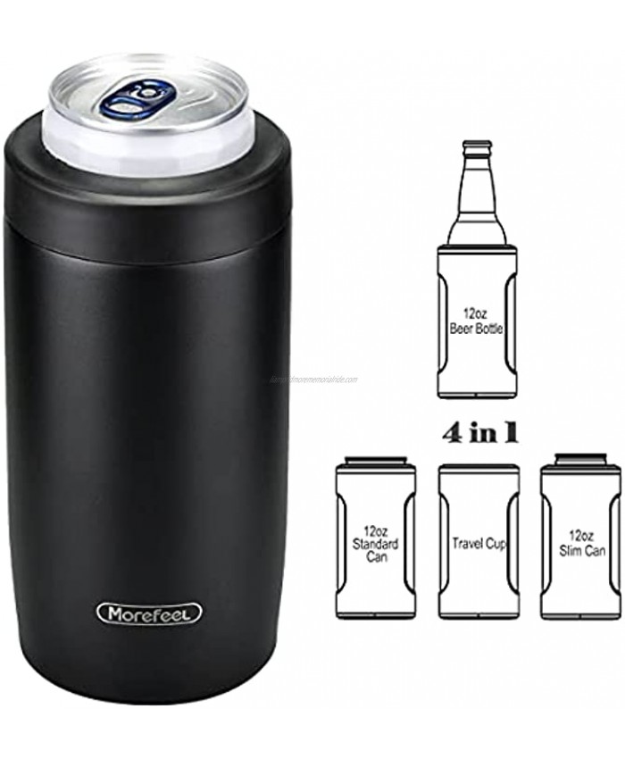 4-in-1 Skinny Can Cooler Double Wall Stainless Steel Insulated Can Holder Works With 12 Oz Slim Can,Standard Cans,Beer Bottles & As Pint Cups