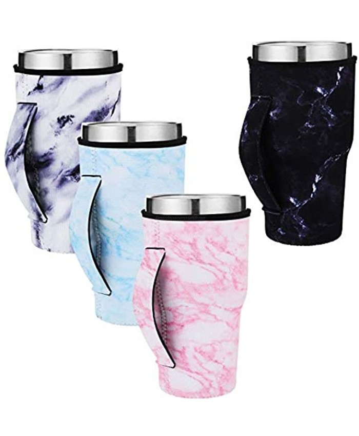 4 Pieces Reusable Coffee Cup Sleeve Neoprene Insulated Sleeve Cup Cover Holders Drinks Sleeves Tumbler Insulator Sleeves for 30 oz Cold Hot Beverages Chic Color