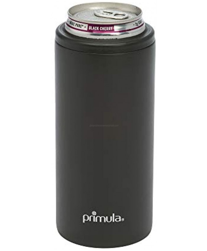 Primula Slim Can Stainless Steel Vacuum Insulated Coozie Cooler for 12 Ounce Skinny Cans Charcoal