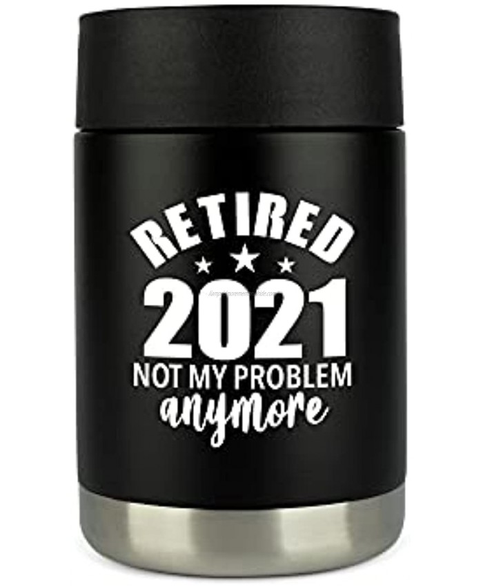 Retirement Gifts for Men Coozie Stainless Steel Can Cooler for 12oz Cans -Funny Gift Idea for Men Women Retired 2021 Party Decorations Beer
