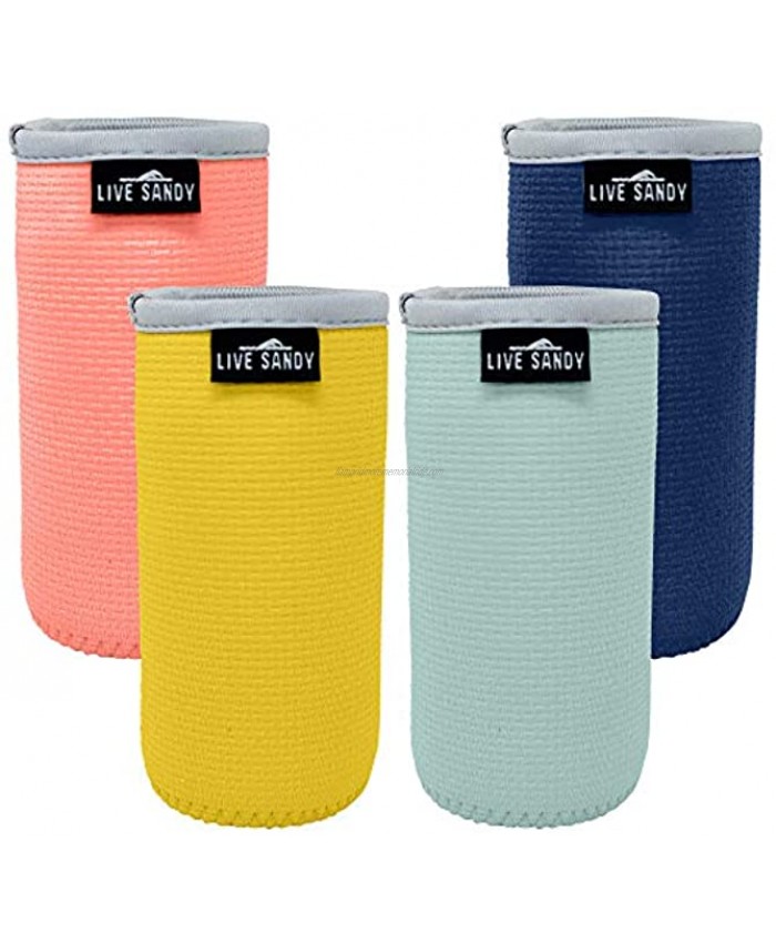 Slim Beer Can Cooler Sleeves – Caribbean Collection 4 Pack Neoprene Insulated Stubby Holder for Slim Cans Fits 12 oz White Claws Ultras Cans