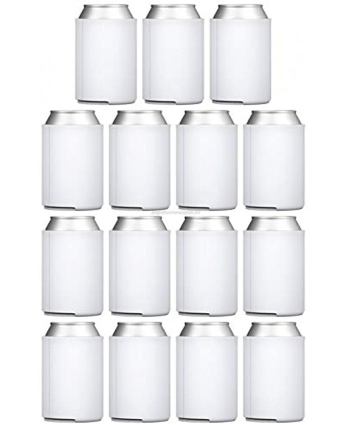 TahoeBay Blank Can Cooler Sleeves 15-Pack White Plain Soft Insulated Blanks for Soda Beer Water Bottles HTV Vinyl Projects Wedding Favors and Gifts