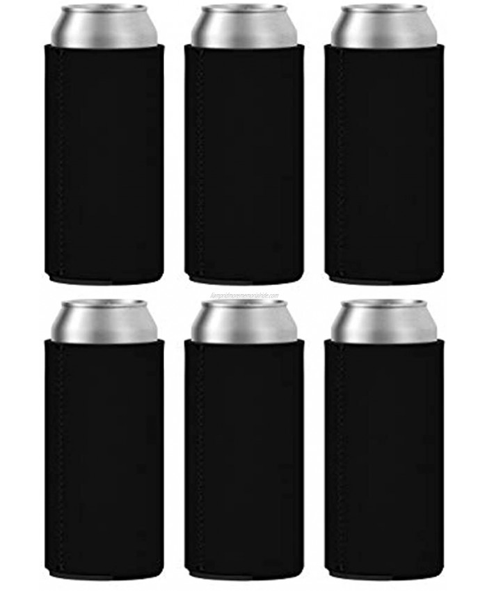 TahoeBay Slim Can Coolers Blank Neoprene Beer Sleeves Black