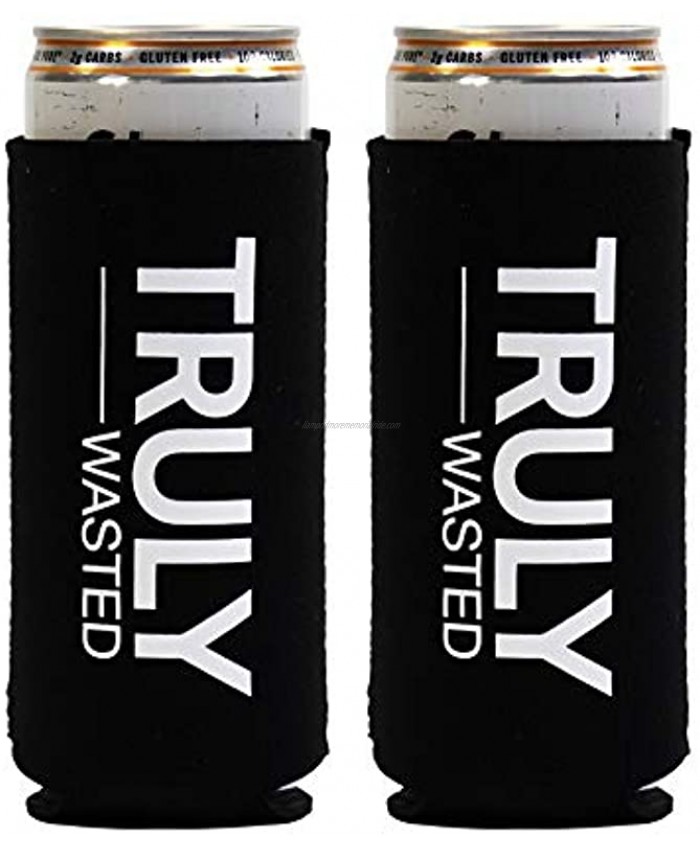 TIPSY UMBRELLA Funny Hard Seltzer Slim Can Cooler Neoprene Insulated Can Sleeves for 12oz Tall Skinny Cans like Red Bull White Claw Truly Slim Beer. 2-PACK BLACK