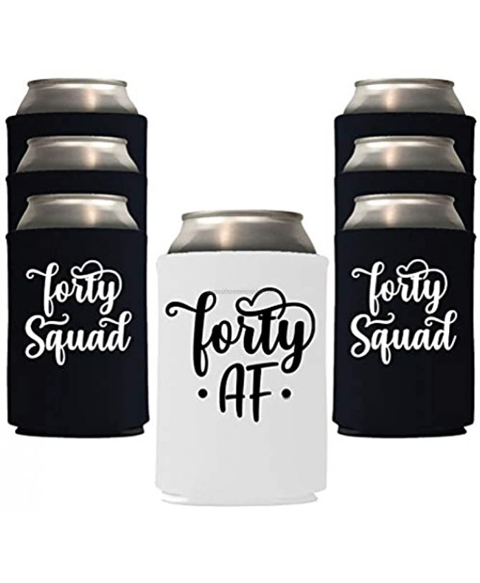 Veracco Fourty AF 40 Years Can Coolie Holder 40th Birthday Gift Forty Squad and Fabulous Party Favors Decorations Black White 12