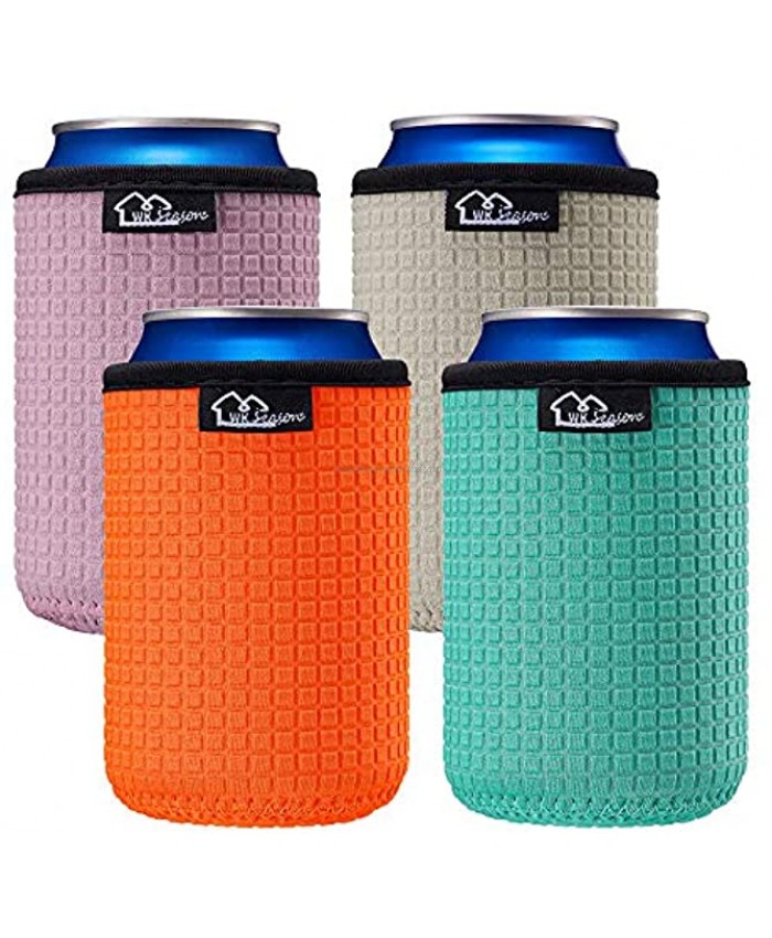 WKieason 12oz Standard Can Sleeves Insulators Sleeves Standard Can Covers 12OZ Beer Bottle Sleeves Coolers Holder Non-slip Neoprene Can Coolier Sleeves 4PC Pack 12oz standard-4pcs