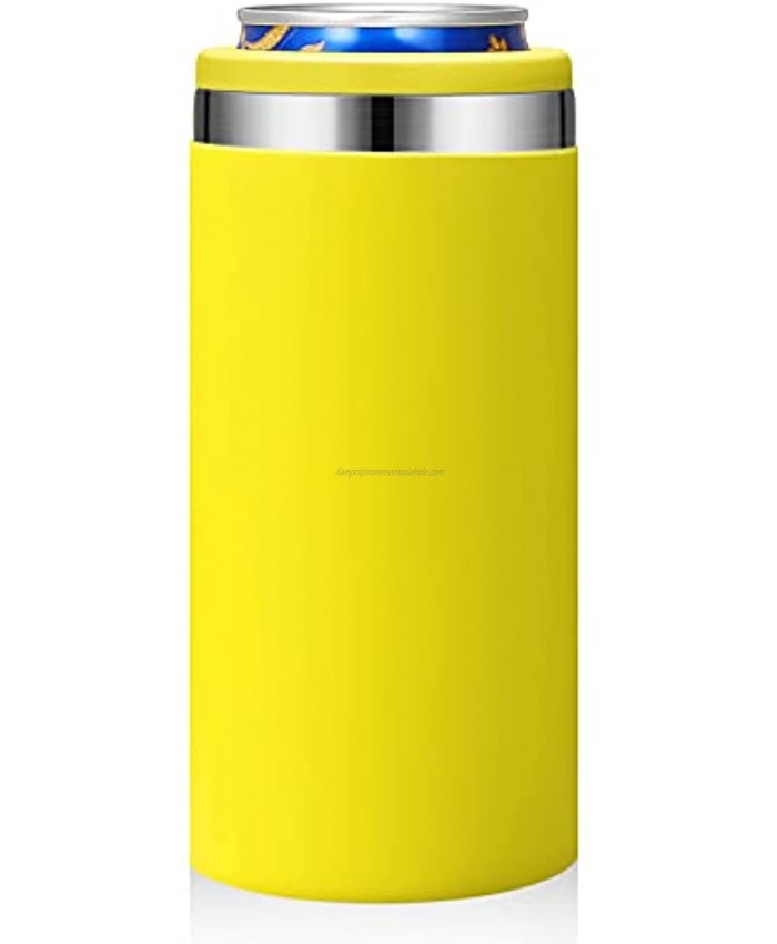 Zenbo Slim Can Cooler Skinny Can Cooler with Protective Silicone Sleeve,Double-Walled Stainless Steel Insulated Can Cooler for 12 oz Slim Cans