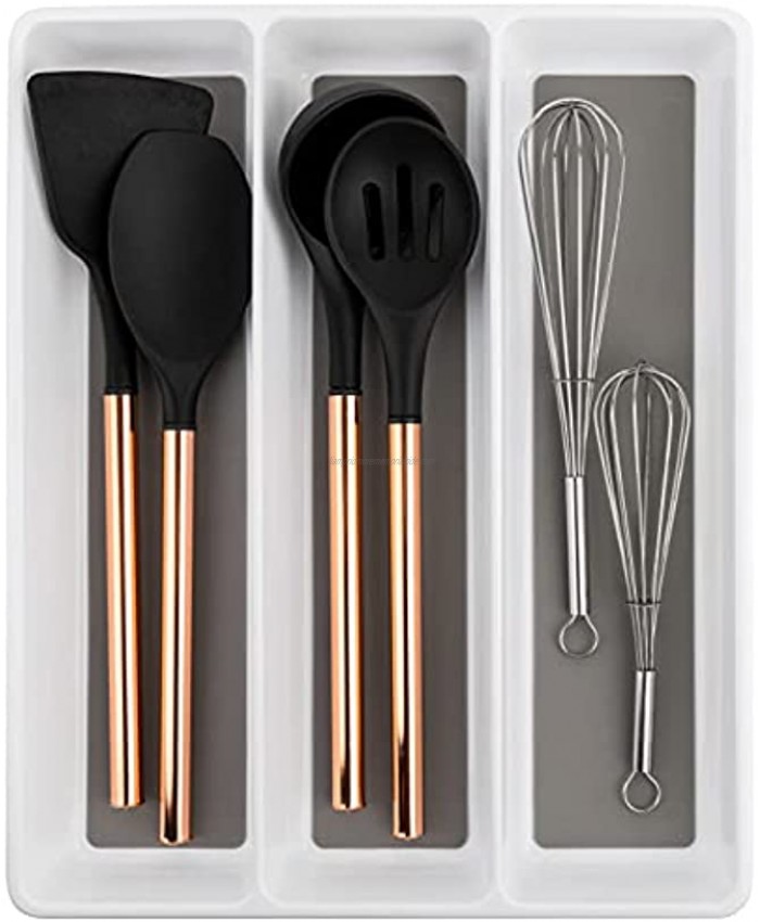 Cutlery Kitchen Drawer Organizer Flatware Tray for Silverware Serving Utensils Multi-Purpose Storage for Kitchen Office Bathroom Supplies Non- Slip
