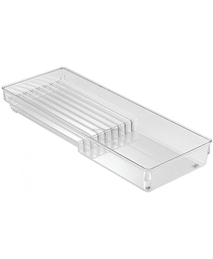 iDesign Linus Kitchen Knife Storage Drawer Organizer Container for Countertop Cabinet Pantry Clear 16.5 x 6 x 2 Clear