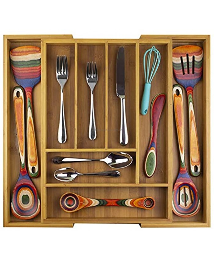 Totally Bamboo Kitchen Drawer Organizer Expandable Silverware Organizer and Utensil Holder 8 Compartments with Dividers