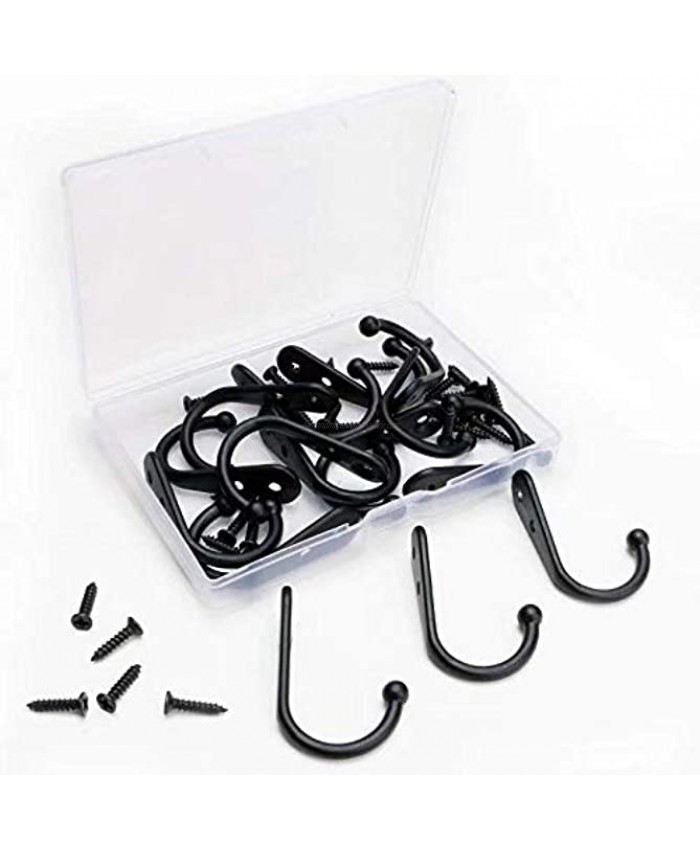 15 Pcs Black Wall Mounted Coat Hooks Hanger Hook with 30 Pieces Screws for Hanging Hat Towel Key Robe Coats Scarf Bag Cap Coffee Cup Mugs