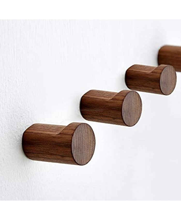 4 Pack Wooden Wall Hooks Wall-Mounted Natural Wood Coat Hangers Simple Modern Handmade Minimalist Home Decor Wooden Pegs for Hanging Coats Hats Bags Towels