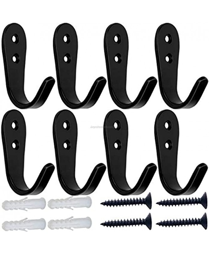 8 Pcs Black Coat Hooks for Wall Heavy Duty Outdoor Hooks for Hanging Towel No Rust Outside Towel Hooks Wall Mounted with Screws and Anchor for Key Towel Bags Cup Hat Indoor and Outdoor
