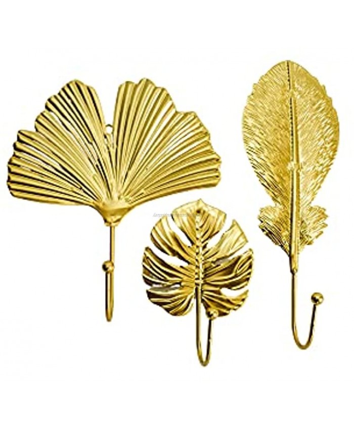 Dorm Queen Gold Decorative Wall Hooks – Set of 3 | Gold Hooks for Hanging Keys Hats and Jewelry | Gold Wall Hooks | Wall Hooks Decorative | Decorative Hooks