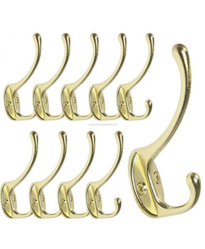Dseap Coat Hooks Wall Mounted Pack of 10 Metal Hooks for Hanging Gold