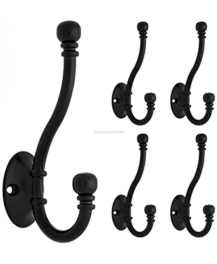 Franklin Brass Ball End Coat and Hat Hook Wall Hooks 5-Pack Flat Black FBCHHB5-FB-C