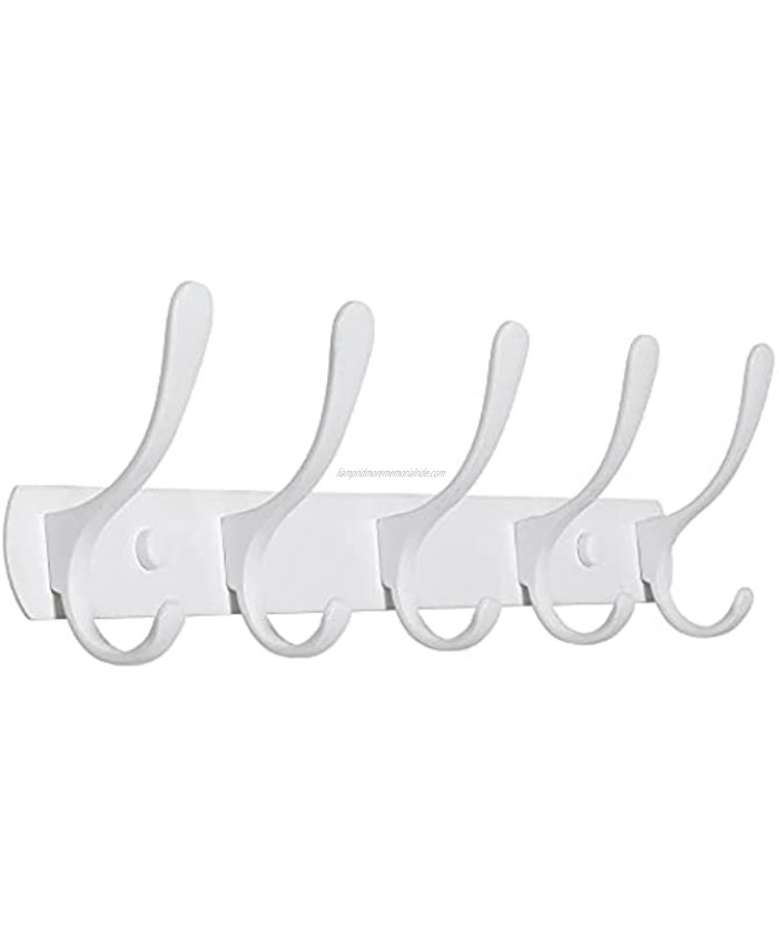 SKOLOO Modern Coat Rack Wall Mount with 5 Hooks Metal Wall Coat Rack for Hanging Coat Jacket Backpack Hat White Wall Coat Hook Perfect Touch for Your Entryway Kitchen Bedroom