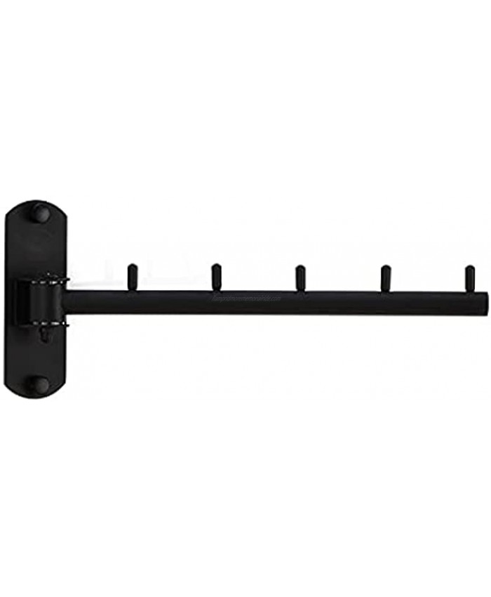 Zivisk Folding Wall Mounted Clothes Hanger Rack with Swing Arm Stainless Steel Heavy Duty Coat Hook for Bathroom Bedroom Laundry RoomBlack