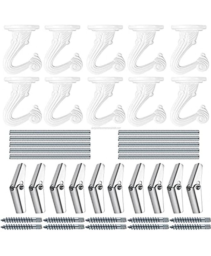 10 Sets Ceiling Hooks Heavy Duty Swag Hook with Hardware for Hanging Plants Ceiling Installation Cavity Wall Fixing White