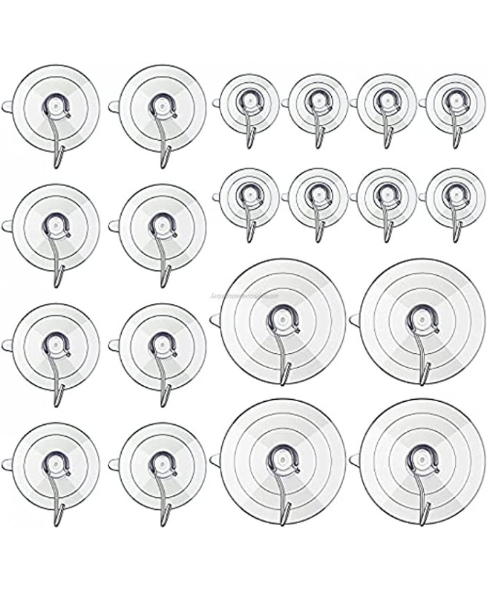 20 Pieces Clear Suction Cup with Stainless Steel Hook Clear Suction Cup Wall Hooks Hangers Removable Clear Suction Cups with Hooks Suction Cup Hooks for Home Glass Mirror Window Door Table Desk