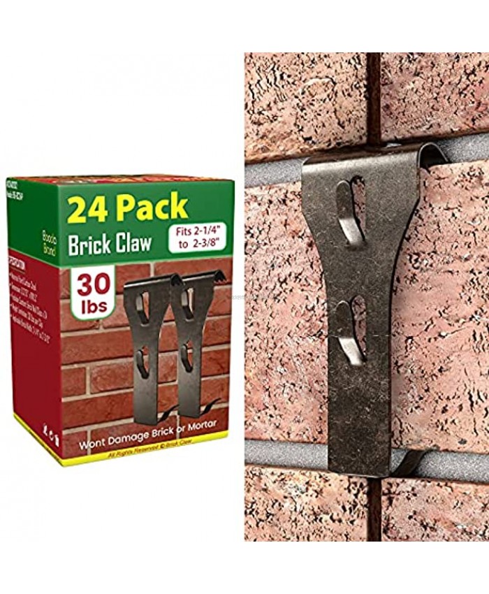Brick Hooks Clips 24 Pack for Hanging No Drill Brick Hangers for Wall Hanging Outdoor Indoor Heavy Duty Brick Wall Hangers Clamps Without Nails Fits Standard Brick 2-1 4 to 2-3 8 in Height