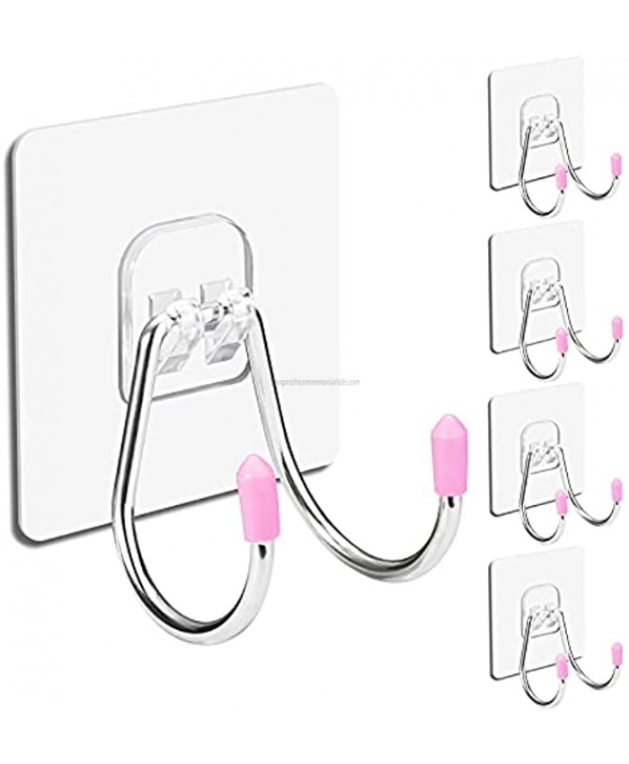 CGBE Adhesive Hooks Wall Hooks for Hanging Heavy Duty 13LB Transparent Seamless Hooks Waterproof and Oil Proof for Kitchen Bathroom Five Pices