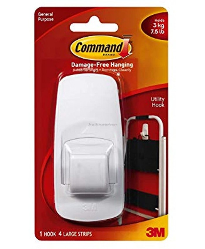 Command 17004-6_Value Jumbo Plastic Hook with Adhesive Strips 6 Hooks White
