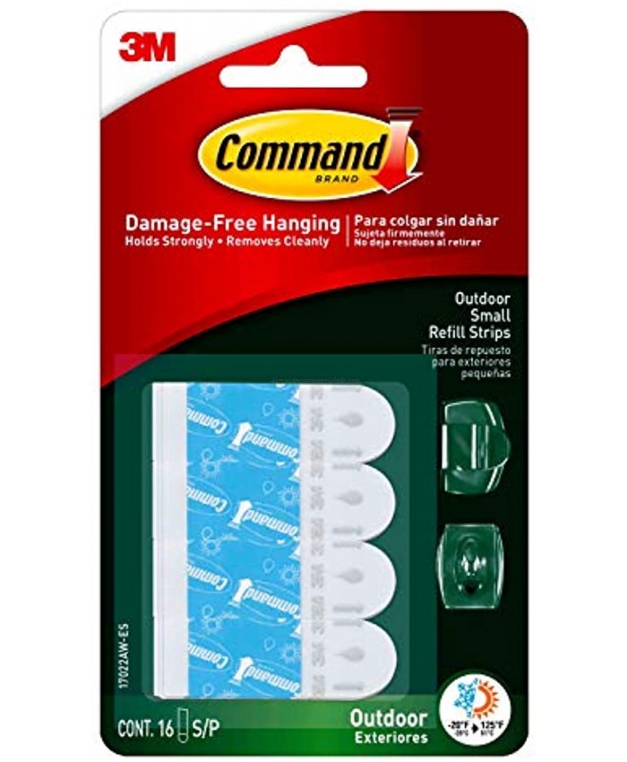 Command Outdoor Small Refill Replacement Strips 16 Strips Re-Hang Outdoor Window Hooks