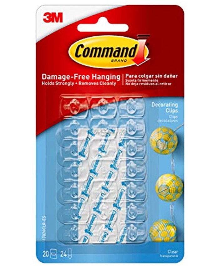 Command Small Decorating Clips Clear 20-Clips Pack 6-Packs Decorate Damage-Free