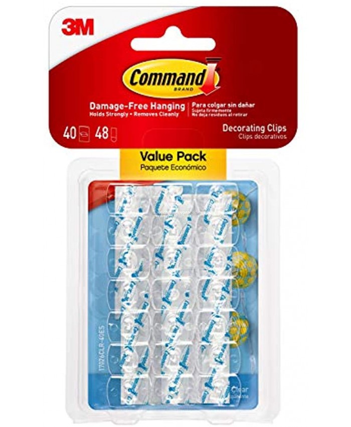 Command Small Decorating Clips Mini Light Clips Clear 40-Clips Pack 4-Packs Decorate Damage-Free