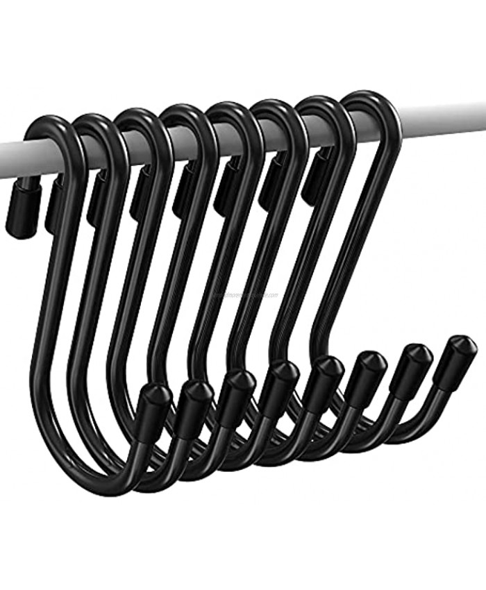 JMORK 24 Pack S Hooks for Hanging Black S Shaped Metal Hangers Heavy Duty Hanging Hooks for Closet Kitchen Bathroom Bedroom Garden Terrace 2.4 inch Small