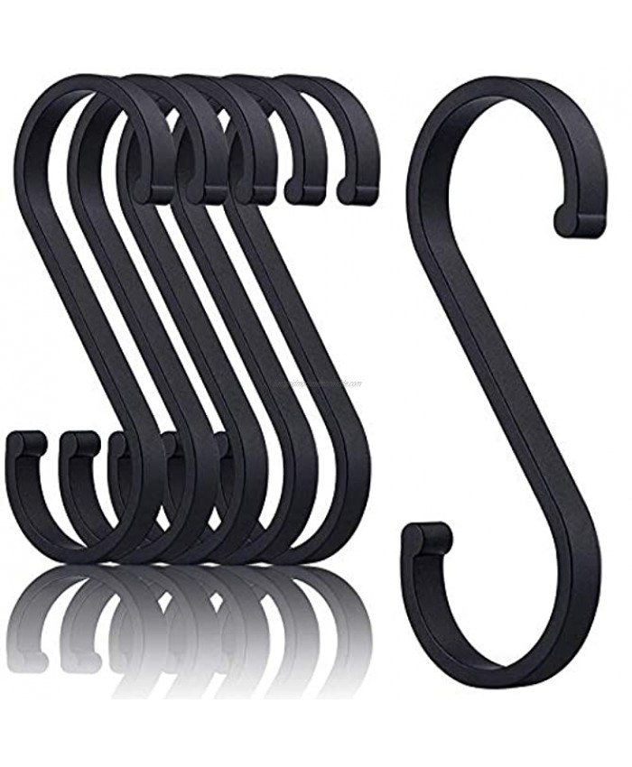 LLPJS 12 Pack S Hooks Aluminum S Shaped Hooks Heavy Duty S Hangers Hooks for Hanging Plants Pots and Pans Coffee Cups Clothes Bags Towels in Kitchen Bedroom Bathroom Matte Finish Black