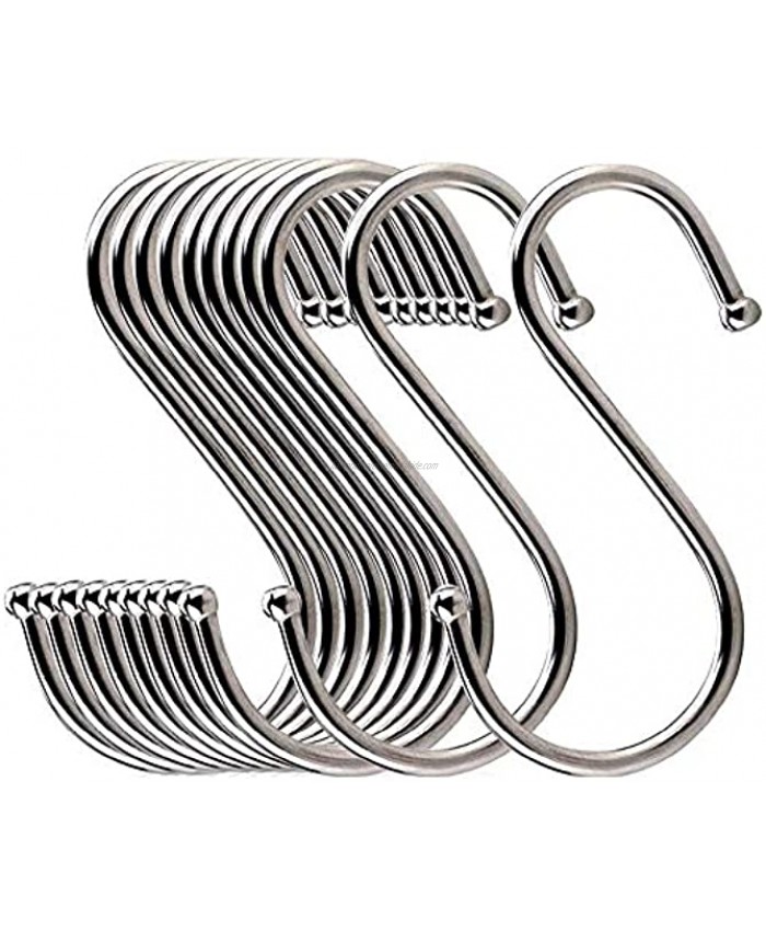 LOYMR 10 Pack 4.7 Inches Extra Large S Shape Hooks Heavy-Duty Metal Hanging Hooks Apply Kitchenware Bathroom Utensils Plants Towels Gardening Multiple uses Tools （Silver