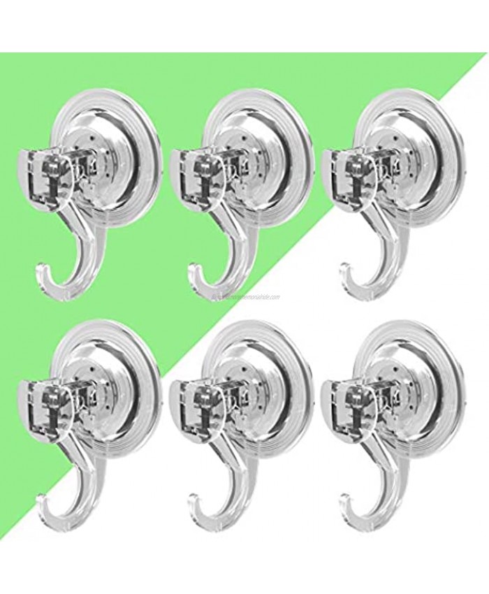 LUXEAR Suction Cup Hooks- 6 Pack Removable Suction Hooks- Powerful Waterproof Shower Hooks for Bathroom Reusable Heavy Duty Vacuum Suction Hanger for Wreaths Kitchen Window Tile Loofah Towel